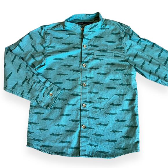 Next Alligator Mandarin Collar Shirt 5-6 - Picture 1 of 8